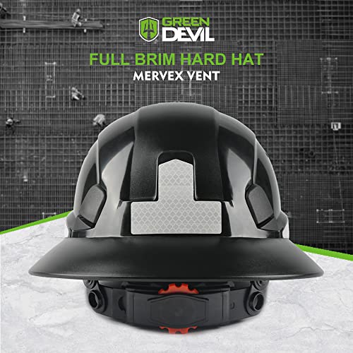 GREEN DEVIL Full Brim Hard Hat Vented Construction Safety Helmet OSHA Approved Cascos De Construccion Work Hardhats with Cooling Towel for Men&Women 6 Point Adjustable Ratchet Suspension - Image 5