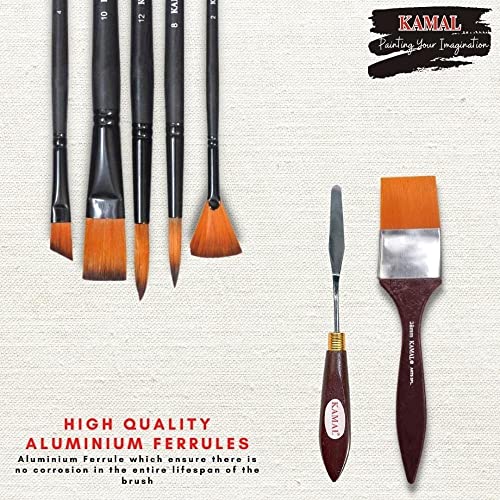 KAMAL Artist Quality Matte Handle Essential Painting Tool Kit with Synthetic bristles Brushes for Watercolor, Watercolour, Acrylic, Oil Painting (7) - Image 4