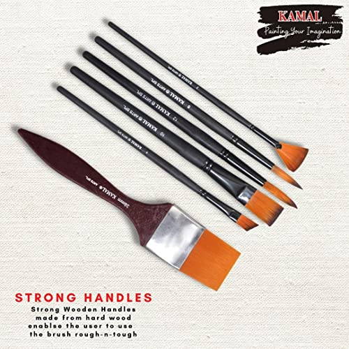 KAMAL Artist Quality Matte Handle Essential Painting Tool Kit with Synthetic bristles Brushes for Watercolor, Watercolour, Acrylic, Oil Painting (7) - Image 3