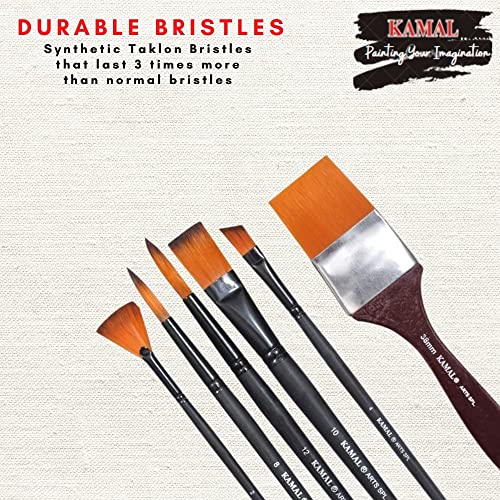KAMAL Artist Quality Matte Handle Essential Painting Tool Kit with Synthetic bristles Brushes for Watercolor, Watercolour, Acrylic, Oil Painting (7) - Image 2