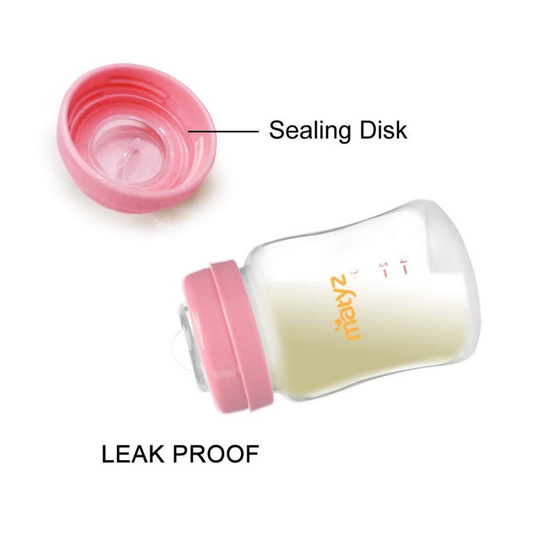 Matyz 4-PACK Breast Milk Collection And Storage Bottles (Pink, 6oz Each) - No BPA Breastmilk Storage Containers With Lids - Pumping Storage Bottles For Philips Avent Medela Spectra Breast Pumps - Image 3