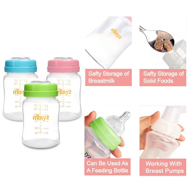 Matyz 4-PACK Breast Milk Collection And Storage Bottles (Pink, 6oz Each) - No BPA Breastmilk Storage Containers With Lids - Pumping Storage Bottles For Philips Avent Medela Spectra Breast Pumps - Image 4