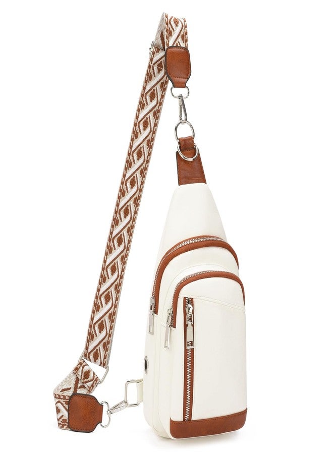 GAEKEAO Sling Backpack for Women PU Leather Crossbody Backpack Convertible Cross body Bag for Travel Hiking Sport Beige Brown - Image 1