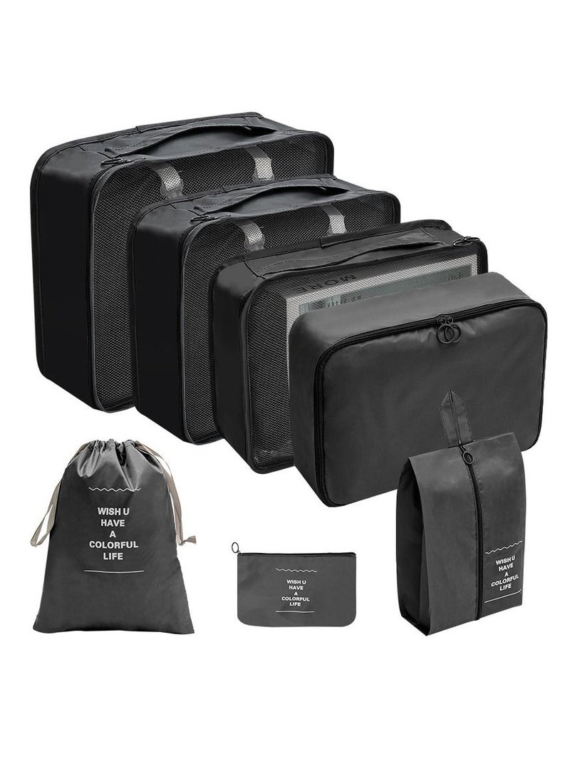 M MIAOYAN - 7 pcs Digital Washing Cosmetic Storage Bag Clothes Shoes Dustproof Travel Duffle Bag - Image 1