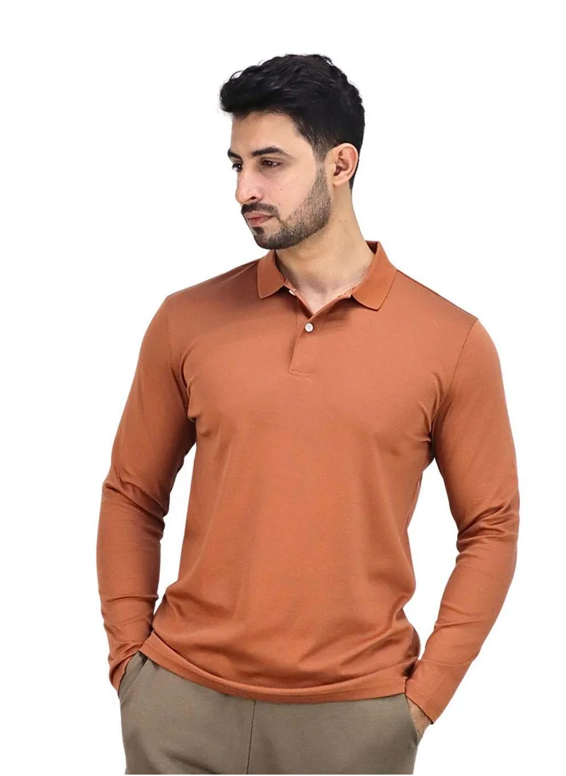 GIORDANO Men’s Flat Knit Collar Long Sleeve Liquid Touch Slim Fit Solid Color Polo