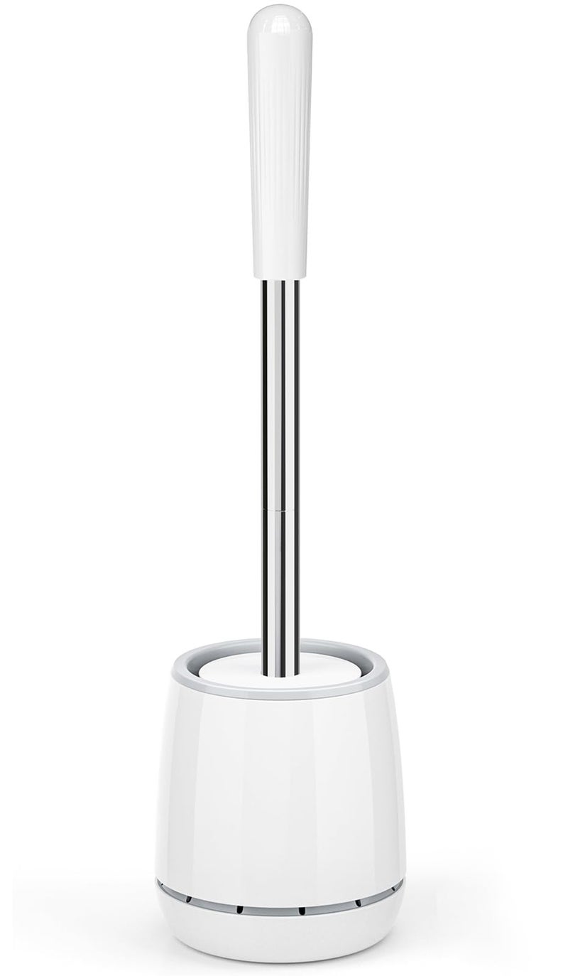 Toilet Brush Toilet Brush and Holder with 304 Stainless Steel Handle Space Saving Toilet Bowl Brush for Storage Durable Bristles Toilet Scrubber for Bathroom Cleaning 1 White