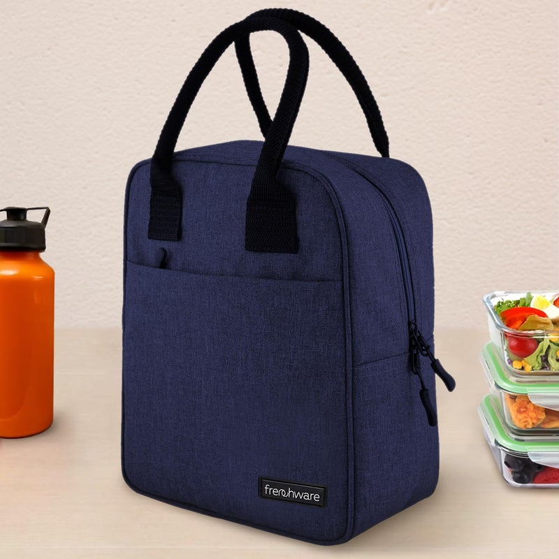 Frenchware Insulated Lunch Bag (9 Litre, 15 kg, Navy Blue), Office Tiffin Bags for Men and Women, Hot & Cold Travel Lunch Box for Men, Tiffin Box & Bottles, Lunch Bag for Office, Picnic Bag (Nylon) - Image 1