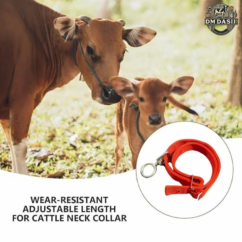 DM DASII MAT DM DASII Durable Cow & Buffalo Collar – Adjustable Nylon/Leather Neck Belt for Livestock, Strong & Waterproof, Comfortable Fit for Cattle, Heavy-Duty Buckle, Ideal for Farms, Dairy Use (RED) - Image 4