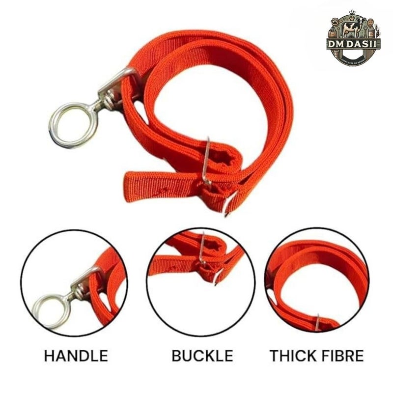 DM DASII MAT DM DASII Durable Cow & Buffalo Collar – Adjustable Nylon/Leather Neck Belt for Livestock, Strong & Waterproof, Comfortable Fit for Cattle, Heavy-Duty Buckle, Ideal for Farms, Dairy Use (RED) - Image 3