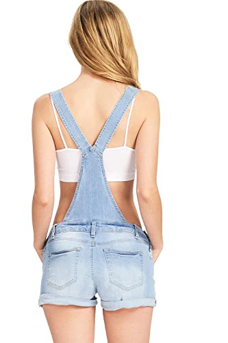 WAX JEAN Wax Women's Juniors Cute Denim Overall Shorts (XXX-Large, Light)' - Image 3