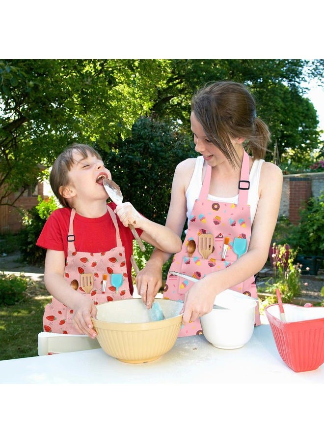 Deabolar Kids Aprons for Girls Toddler Aprons with Pockets for Kids Cooking Baking Painting Crafting Art Gardening Adjustable, Donut, 5-12 Years - Image 2
