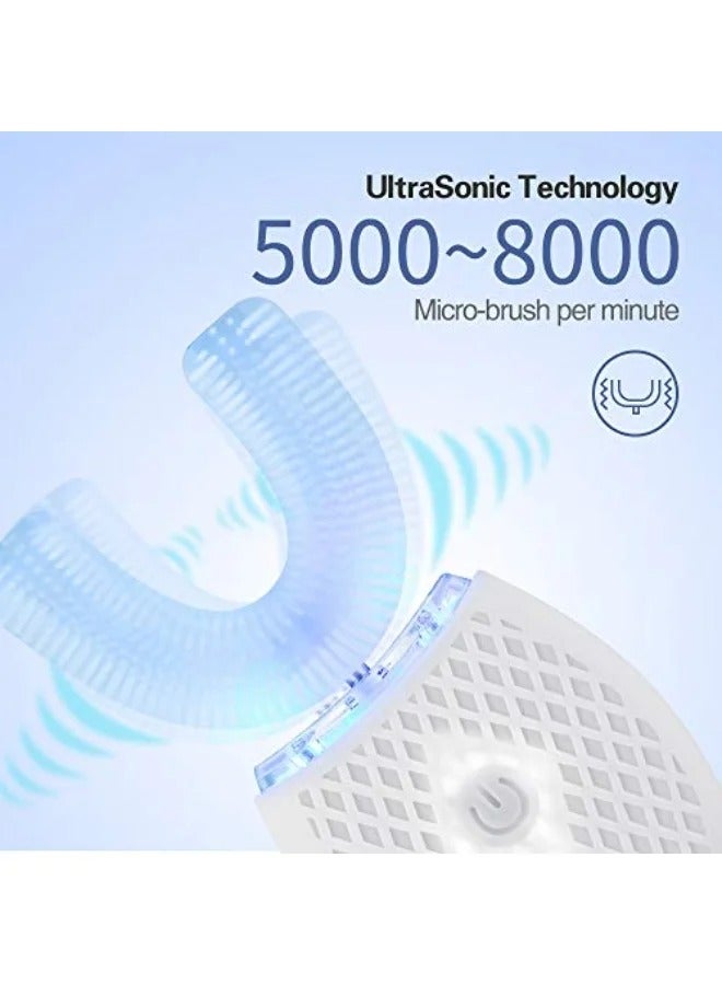 Day Wins Ultrasonic Automatic Toothbrush, Ultrasonic U-Shaped Toothbrushes for Adult, 360° Mouth Cleaning, Electric ToothBrush with Automatic Timer, Wireless Charging Teethbrush Kit for Travel Or Home (White) - Image 3