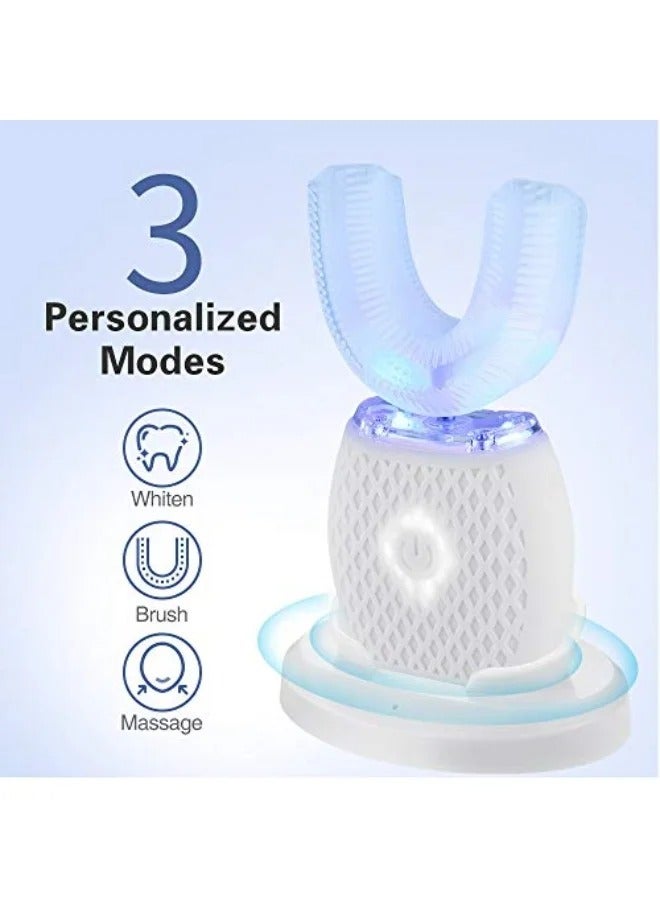 Day Wins Ultrasonic Automatic Toothbrush, Ultrasonic U-Shaped Toothbrushes for Adult, 360° Mouth Cleaning, Electric ToothBrush with Automatic Timer, Wireless Charging Teethbrush Kit for Travel Or Home (White) - Image 2