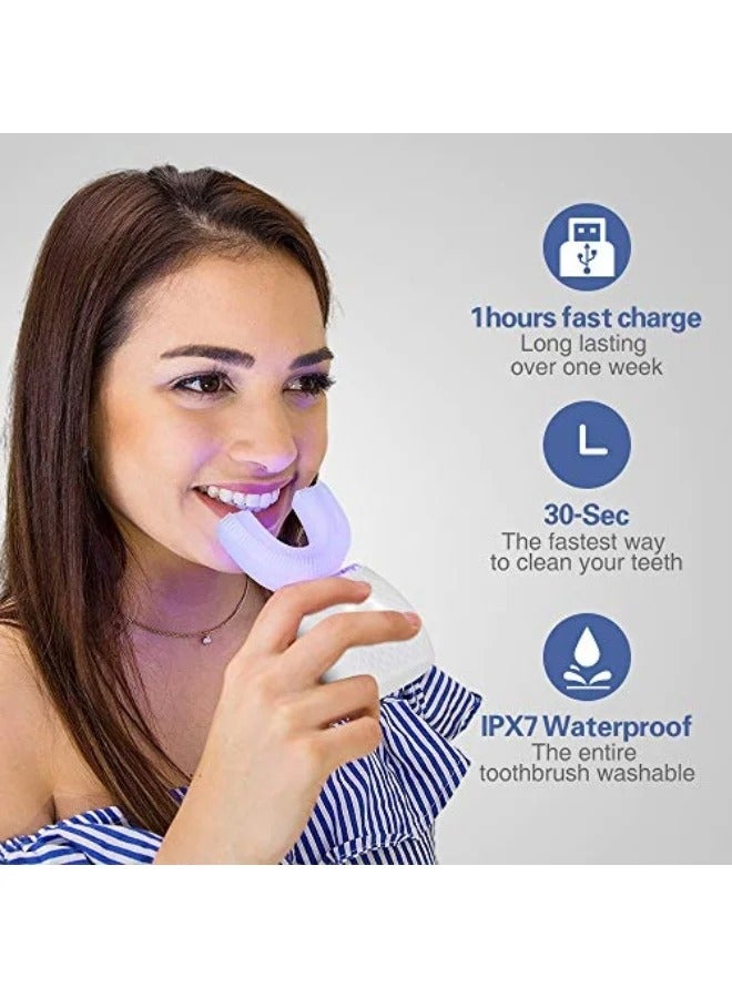 Day Wins Ultrasonic Automatic Toothbrush, Ultrasonic U-Shaped Toothbrushes for Adult, 360° Mouth Cleaning, Electric ToothBrush with Automatic Timer, Wireless Charging Teethbrush Kit for Travel Or Home (White) - Image 5