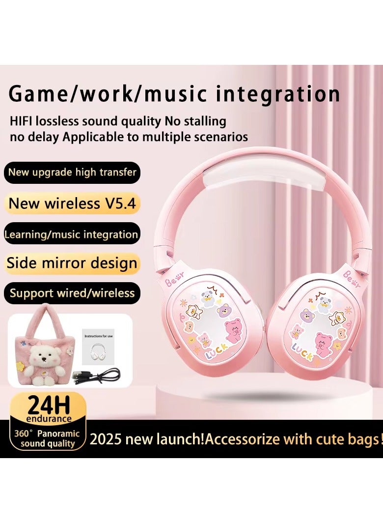 Bear Cute Over-Ear Wireless Bluetooth 5.4 Headphone HD Audio Music Bass - Image 2