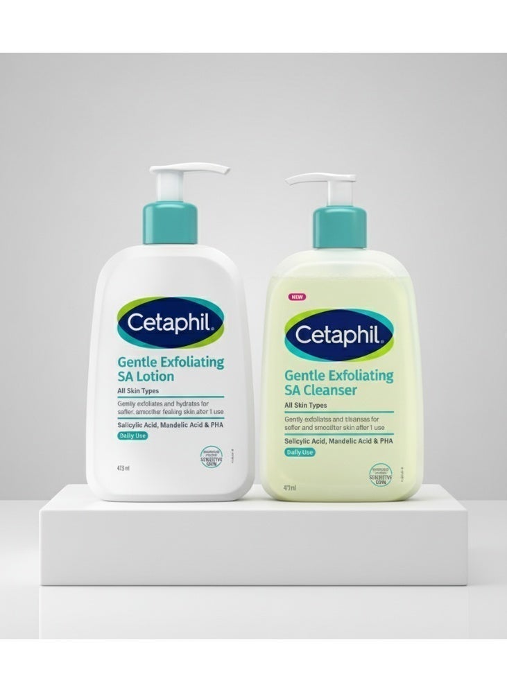 Cetaphil 2-Step Oily Acne Prone Gentle Exfoliating SA Regimen Set (Jumbo 473ml Bottles) | Foaming Gel Cleanser & Lightweight Lotion | For All Skin Types | With Salicylic Acid, Mandelic Acid & Gluconolactone | Gently Exfoliates & Moisturizes | Dermatologist Recommended Brand - Image 1