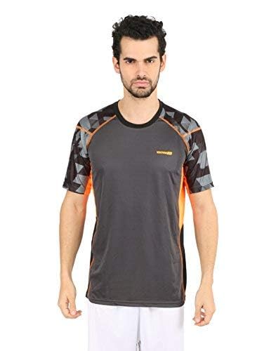 Vector X OMT-117 Men's Round Neck Tshirt (Grey-Orange) - Image 4