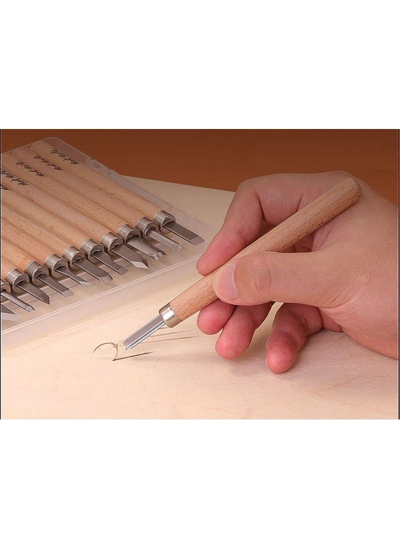 Mont Marte Mont Marte Wood Carving Set of 12 Premium Chisels with High Carbon Steel SK2 Blades and Beech Wood Handles  - Image 3