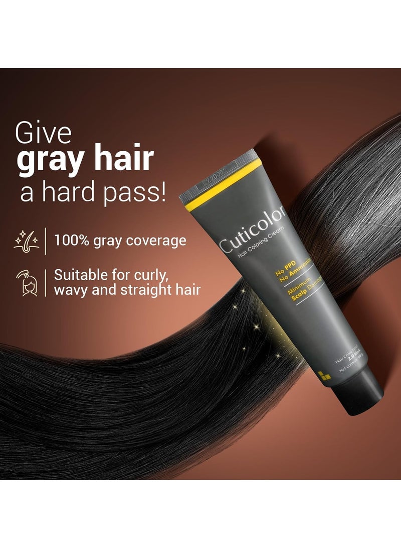 Cuticolor Permanent Hair Color Cream|#1 Dr Prescribed|For Sensitive Skin|Eco Mechanism For Preserving Scalp Health|Enriched With Portulaca & Boseivela Extracts (Dark Brown,60G (Pack Of 1)) - Image 3