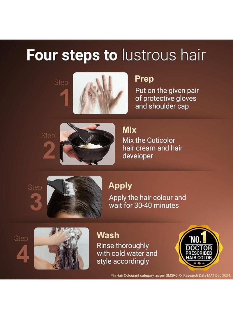 Cuticolor Permanent Hair Color Cream|#1 Dr Prescribed|For Sensitive Skin|Eco Mechanism For Preserving Scalp Health|Enriched With Portulaca & Boseivela Extracts (Dark Brown,60G (Pack Of 1)) - Image 5