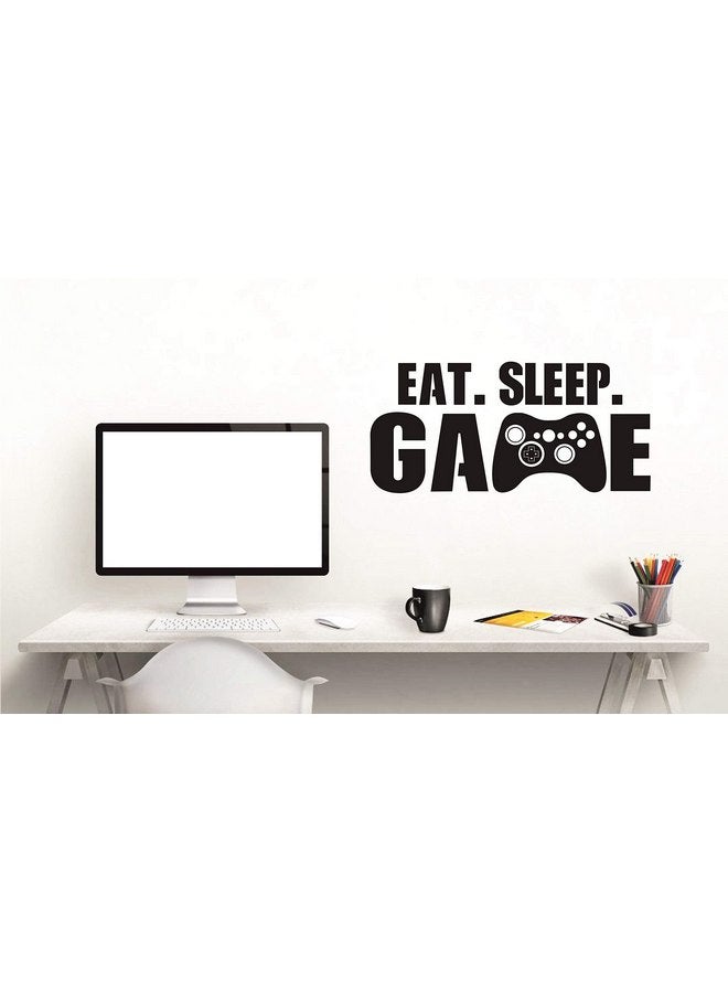 Yyart Yyart Eat Sleep Game Wall Decal Gamer Controller Wall Stickers Vinyl Wall Decal for Kids Bedroom Vinyl Wall Art Decals Nursery Decor A55 (Black)  - Image 3