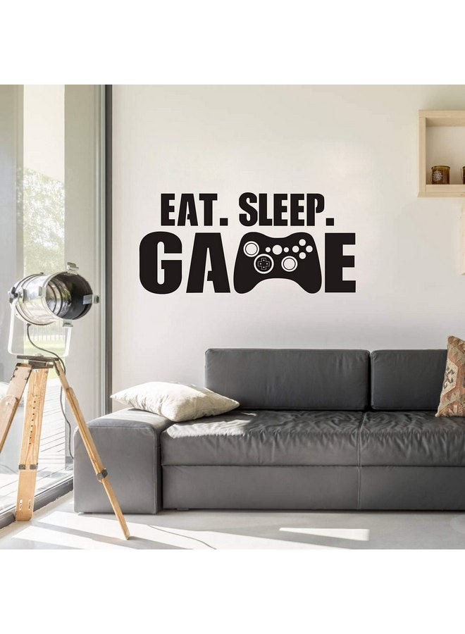 Yyart Yyart Eat Sleep Game Wall Decal Gamer Controller Wall Stickers Vinyl Wall Decal for Kids Bedroom Vinyl Wall Art Decals Nursery Decor A55 (Black)  - Image 1