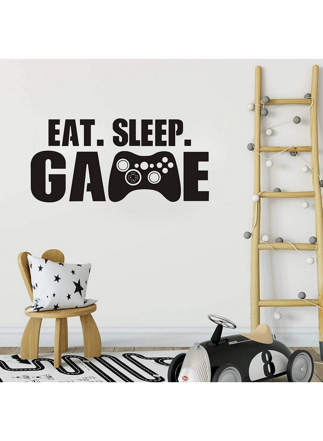 Yyart Yyart Eat Sleep Game Wall Decal Gamer Controller Wall Stickers Vinyl Wall Decal for Kids Bedroom Vinyl Wall Art Decals Nursery Decor A55 (Black)  - Image 2