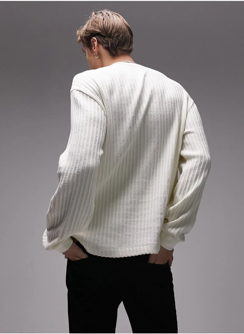 TOPMAN Oversized Ladder Crew Neck T-Shirt