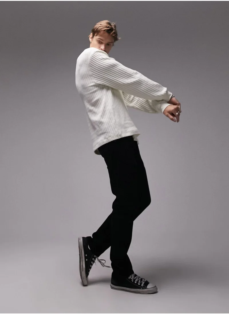 TOPMAN Oversized Ladder Crew Neck T-Shirt