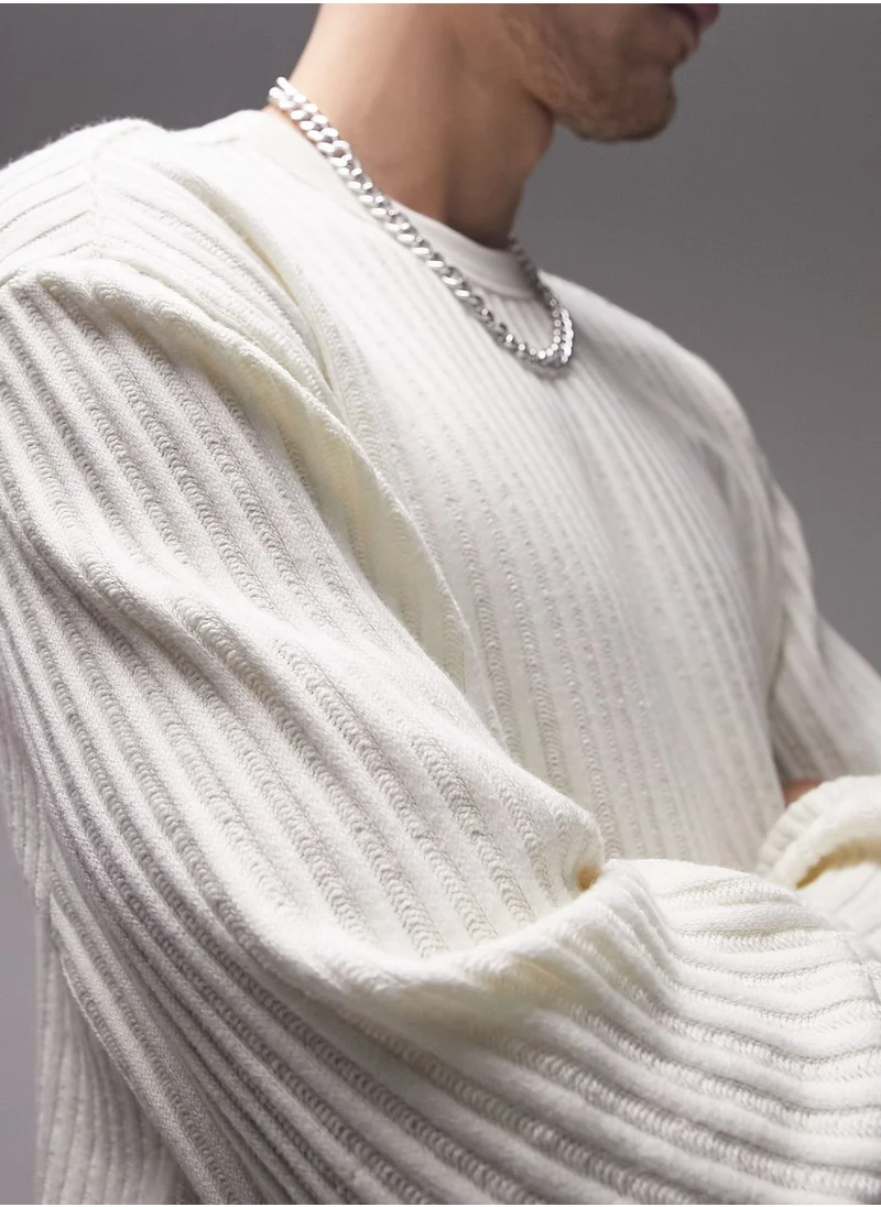 TOPMAN Oversized Ladder Crew Neck T-Shirt