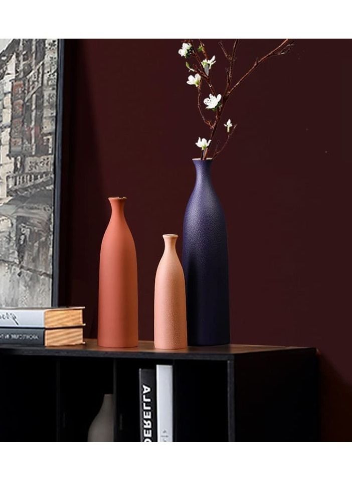 GGEROU Colorful Ceramic Flower Vase,Elegant Decorative Flower Vase for Living Room, Kitchen, Office,Table and Wedding 33x9x2.5cm - Image 2