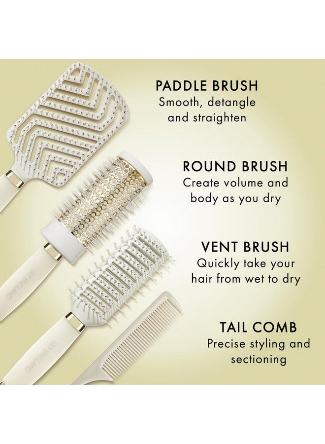 Luxury Hair Brush Gift Set for Women & Girls - Lily England 4-Piece Professional Styling Collection - Premium Ladies Gift Set | Elegant Gifts for Women for All Hair Types - Beige & Gold