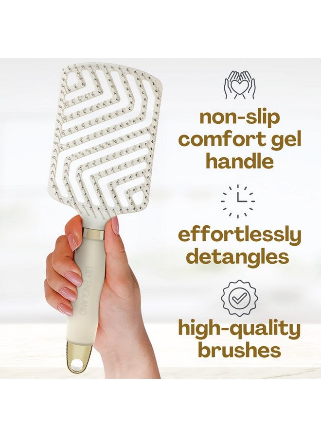 Luxury Hair Brush Gift Set for Women & Girls - Lily England 4-Piece Professional Styling Collection - Premium Ladies Gift Set | Elegant Gifts for Women for All Hair Types - Beige & Gold