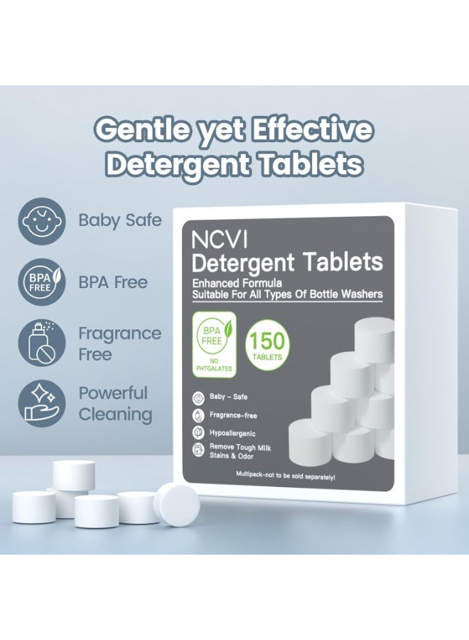 NCVI 150 قطعة من أقراص المنظفات لغسل الزجاجات متوافقة مع مومكوزي، بيبي بريزا، غراونسي، تنظيف فعال وسهل الاستخدام، ومناسب لجميع غسالات زجاجات الأطفال - Image 2
