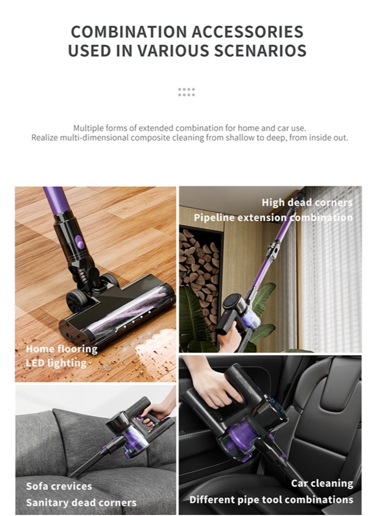 Joshberg Cordless Vacuum Cleaner, 250W 22000pa Powerful Vacuum, LED Touch Display, Up to 40Mins Rechargeable Battery, Bendable Wand Lightweigh Vacuum Cleaners for Home Anti-Tangled for Hardwood Floor, Carpets, Pet Hair  - Image 4