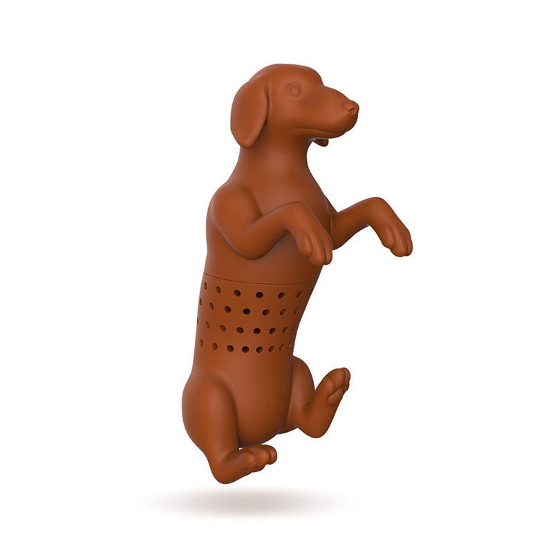 Silicone Sausage Dog Tea Infuser with Color Box Brown 