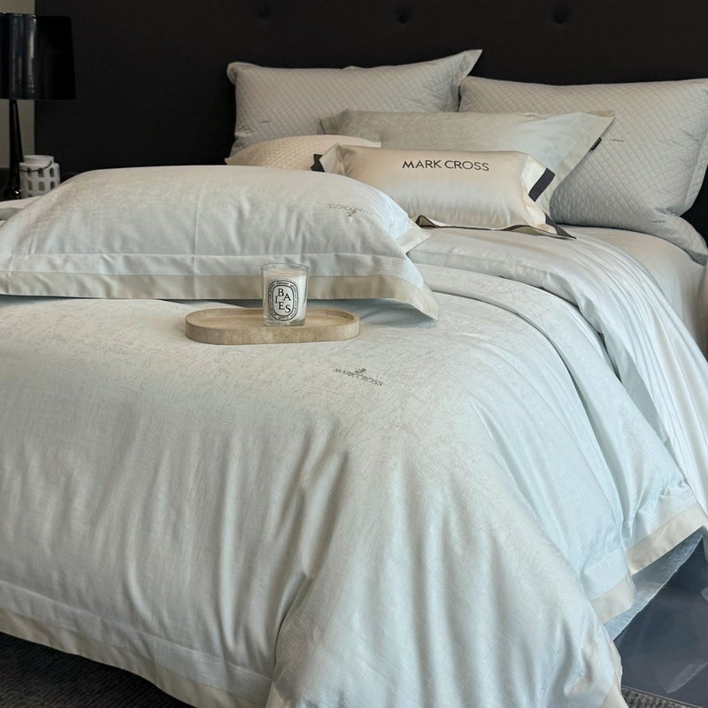 Mark Cross Good Luck Cotton Jacquard Bedding Set - Elegant Floral Pattern, All-Season Comfort - Image 1