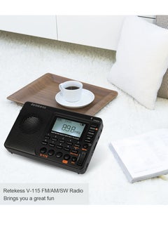 Retekess V-115 FM/AM/SW Radio Multiband Radio Receiver REC Recorder Bass Sound MP3 Player Speakers with Sleep Timer Black  - Image 5