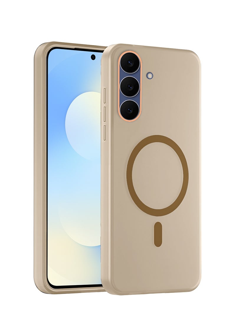 Wtech Samsung Galaxy S25 FE 5G 2025 Hybrid Translucent Magsafe with Magnetic Charging Raised Camera Lips Elegant Look Case Cover (MCMPMN) - Brown - Image 1