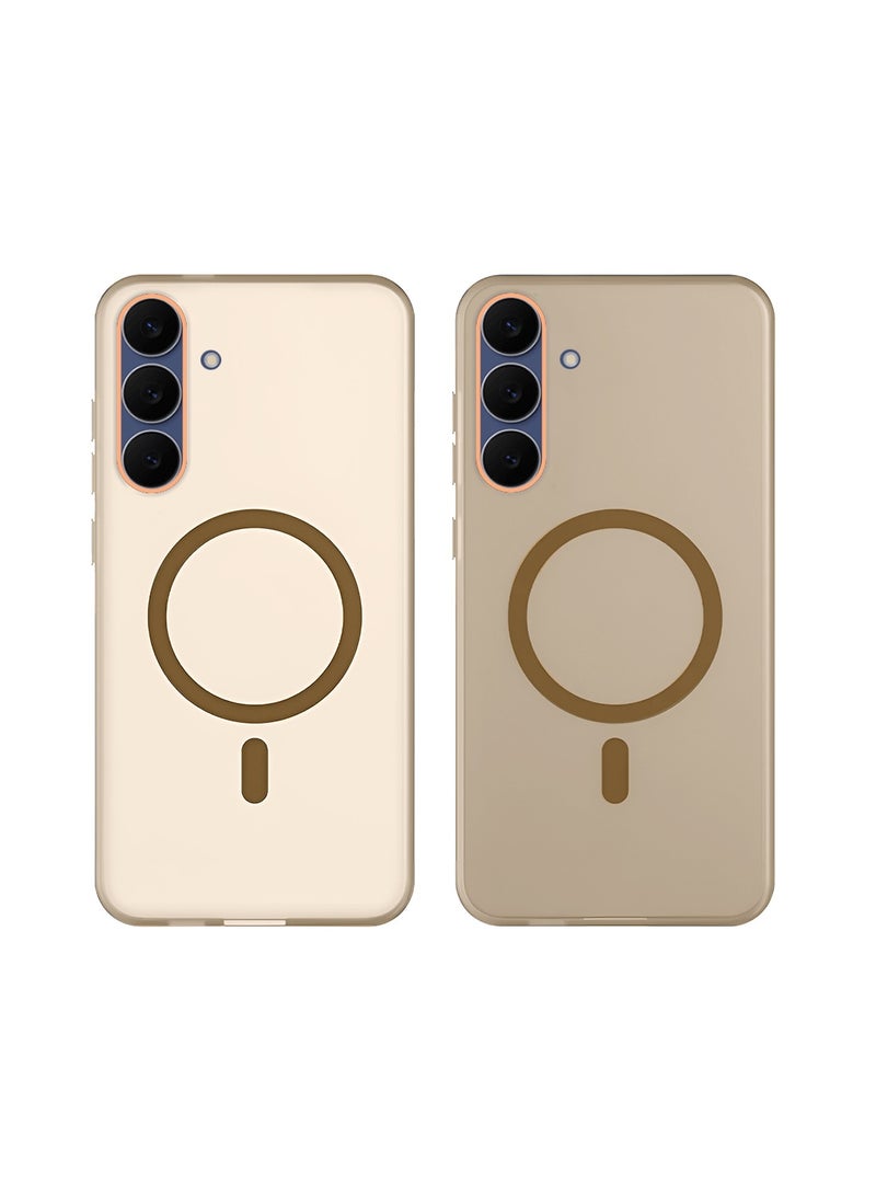 Wtech Samsung Galaxy S25 FE 5G 2025 Hybrid Translucent Magsafe with Magnetic Charging Raised Camera Lips Elegant Look Case Cover (MCMPMN) - Brown - Image 2