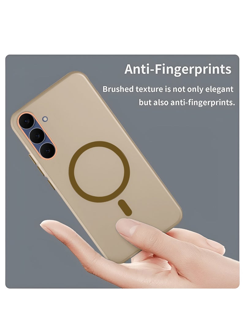 Wtech Samsung Galaxy S25 FE 5G 2025 Hybrid Translucent Magsafe with Magnetic Charging Raised Camera Lips Elegant Look Case Cover (MCMPMN) - Brown - Image 4