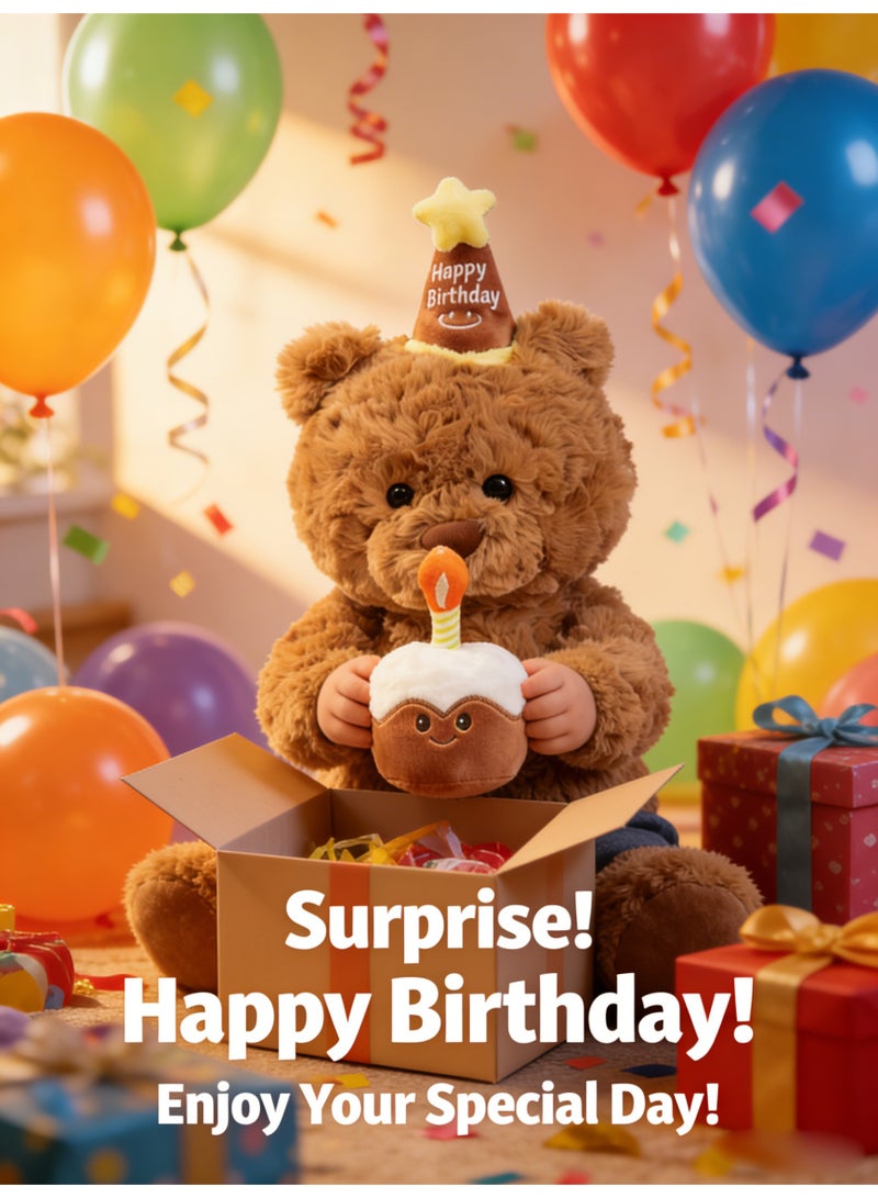 جيليكات Birthday wishes bear doll hug cake plush bear doll birthday party holiday gift for children. - Image 2