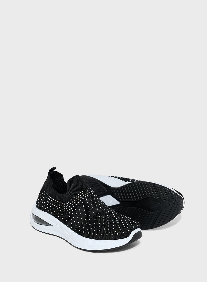 Ginger Diamante Knit Slip On Comfort Shoe  - Image 3