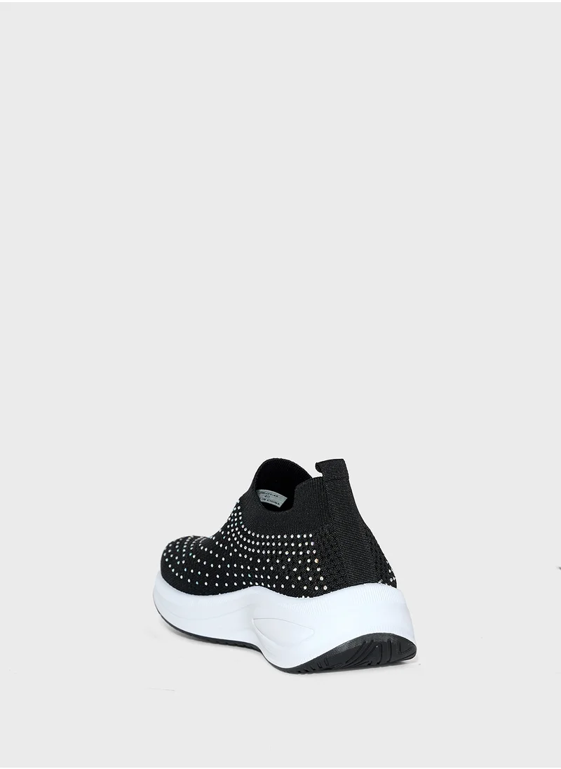 جينجر Diamante Knit Slip On Comfort Shoe