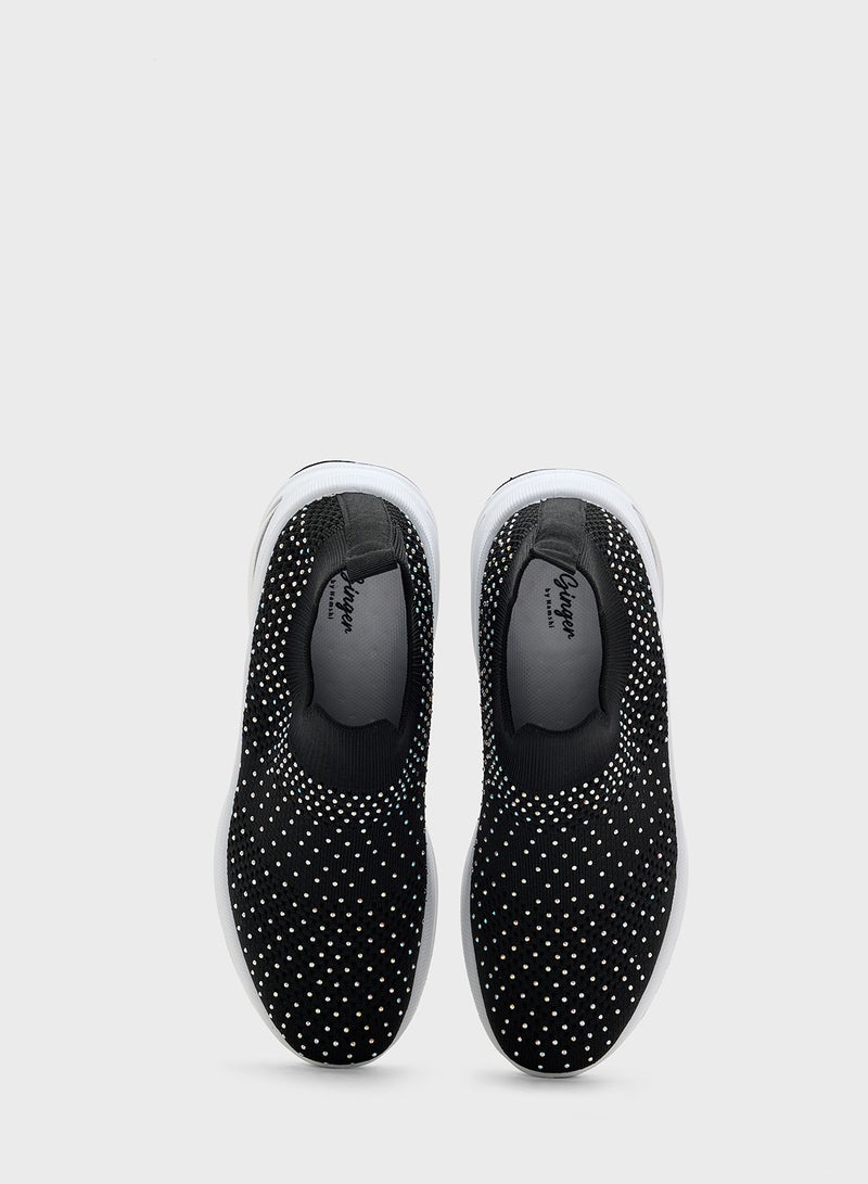 Ginger Diamante Knit Slip On Comfort Shoe  - Image 4