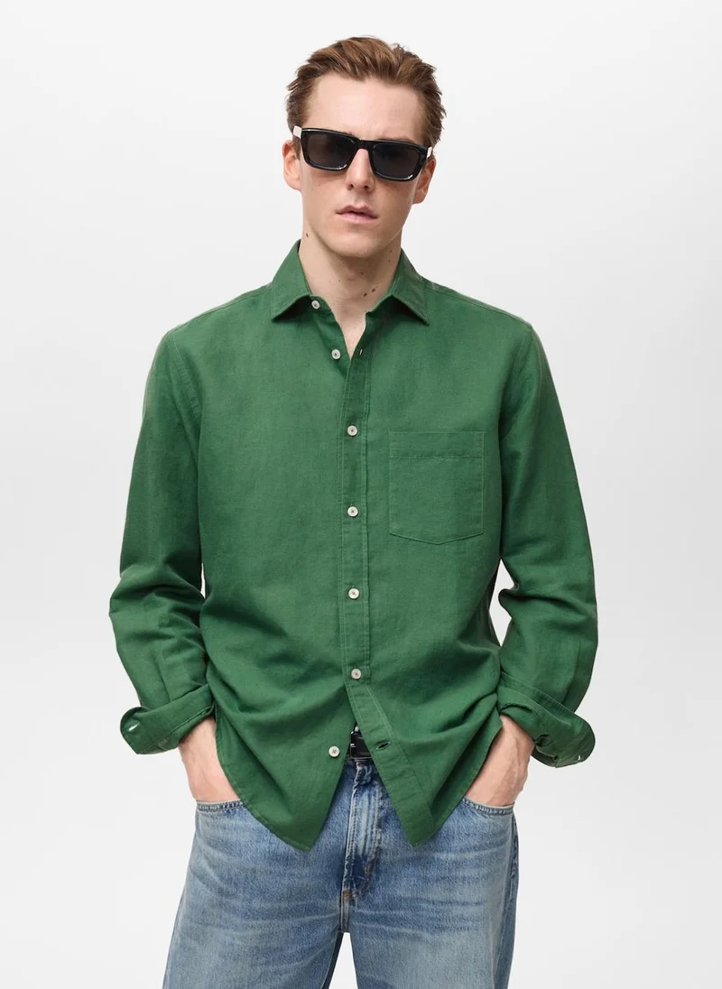 مانجو مان Casual Classic Fit Linen Shirt