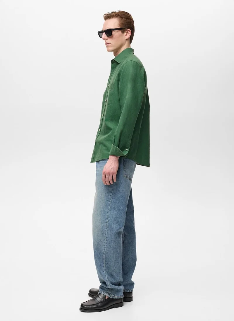 Mango Man Casual Classic Fit Linen Shirt