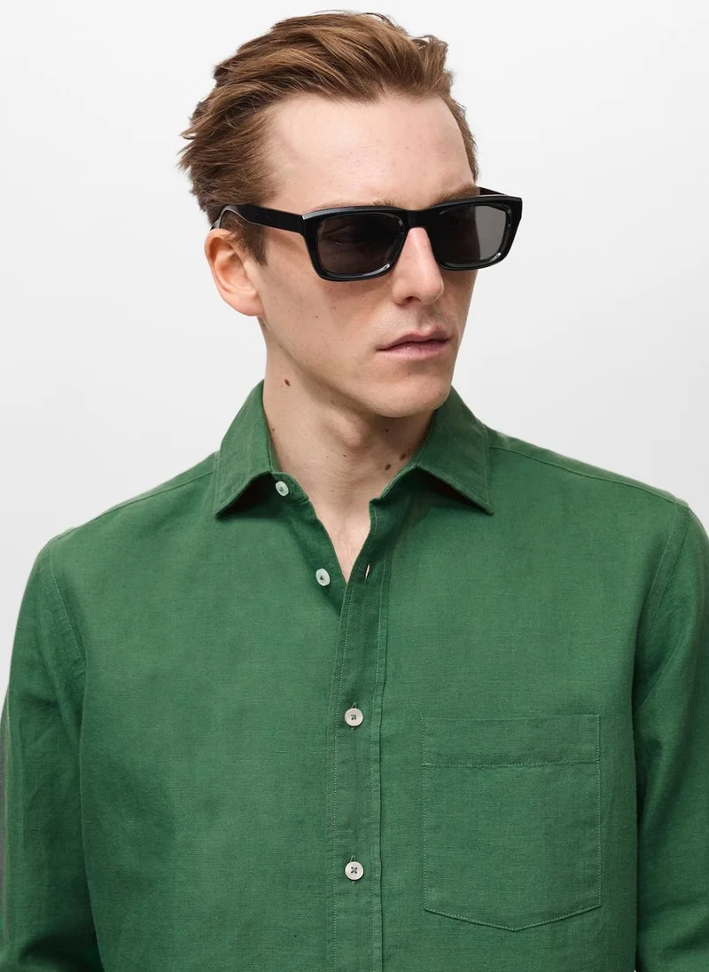 Mango Man Casual Classic Fit Linen Shirt