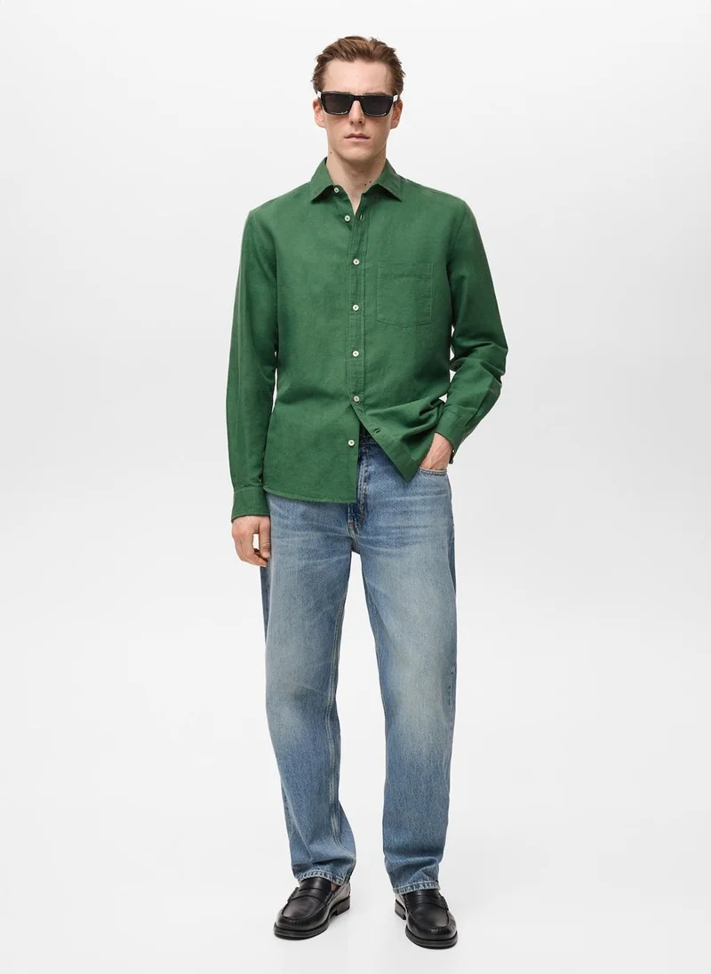 Mango Man Casual Classic Fit Linen Shirt