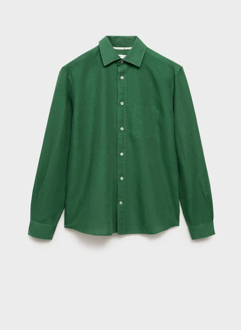Mango Man Casual Classic Fit Linen Shirt